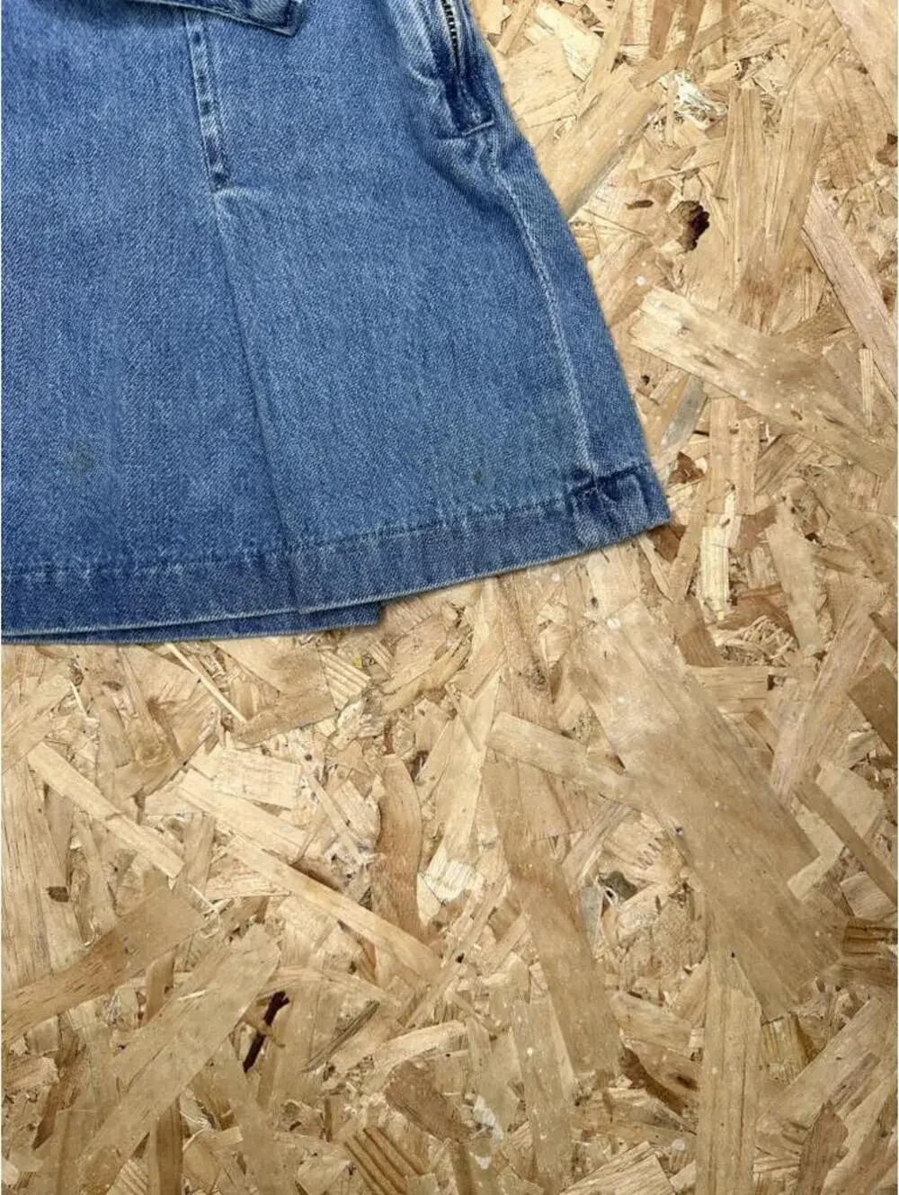 Zara Denim Pleated Mini Skirt Womens Size Small Blue Jean Belted Side Zip